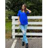 imageHOTOUCH Women Oversized T Shirts V Neck Short Sleeve Tees Casual Loose Tunic Summer Tops with PocketDark Blue