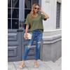 imageHOTOUCH Women Oversized T Shirts V Neck Short Sleeve Tees Casual Loose Tunic Summer Tops with PocketDark Green