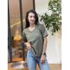 imageHOTOUCH Women Oversized T Shirts V Neck Short Sleeve Tees Casual Loose Tunic Summer Tops with PocketDark Green