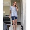 imageHOTOUCH Women Oversized T Shirts V Neck Short Sleeve Tees Casual Loose Tunic Summer Tops with PocketGrey