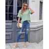 imageHOTOUCH Women Oversized T Shirts V Neck Short Sleeve Tees Casual Loose Tunic Summer Tops with PocketLight Green