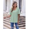 imageHOTOUCH Women Oversized T Shirts V Neck Short Sleeve Tees Casual Loose Tunic Summer Tops with PocketLight Green