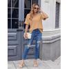 imageHOTOUCH Women Oversized T Shirts V Neck Short Sleeve Tees Casual Loose Tunic Summer Tops with PocketLight Tan