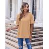 imageHOTOUCH Women Oversized T Shirts V Neck Short Sleeve Tees Casual Loose Tunic Summer Tops with PocketLight Tan