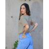 imageHOTOUCH Women Oversized T Shirts V Neck Short Sleeve Tees Casual Loose Tunic Summer Tops with PocketOrange