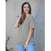 imageHOTOUCH Women Oversized T Shirts V Neck Short Sleeve Tees Casual Loose Tunic Summer Tops with PocketOrange