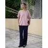 imageHOTOUCH Women Oversized T Shirts V Neck Short Sleeve Tees Casual Loose Tunic Summer Tops with PocketPink