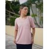 imageHOTOUCH Women Oversized T Shirts V Neck Short Sleeve Tees Casual Loose Tunic Summer Tops with PocketPink