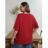 imageHOTOUCH Women Oversized T Shirts V Neck Short Sleeve Tees Casual Loose Tunic Summer Tops with PocketRed