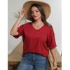 imageHOTOUCH Women Oversized T Shirts V Neck Short Sleeve Tees Casual Loose Tunic Summer Tops with PocketRed