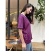 imageHOTOUCH Women Oversized T Shirts V Neck Short Sleeve Tees Casual Loose Tunic Summer Tops with PocketRed and Blue
