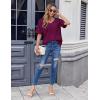 imageHOTOUCH Women Oversized T Shirts V Neck Short Sleeve Tees Casual Loose Tunic Summer Tops with PocketRed and Blue