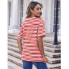 imageHOTOUCH Women Oversized T Shirts V Neck Short Sleeve Tees Casual Loose Tunic Summer Tops with PocketRed and White