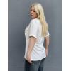 imageHOTOUCH Women Oversized T Shirts V Neck Short Sleeve Tees Casual Loose Tunic Summer Tops with PocketWhite