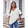 imageHOTOUCH Women Oversized T Shirts V Neck Short Sleeve Tees Casual Loose Tunic Summer Tops with PocketWhite