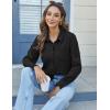imageHOTOUCH Womens Button Down Shirts Long Sleeve Dress Shirts Casual V Neck Collared Tops Work Office Blouse with PocketBlack