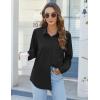 imageHOTOUCH Womens Button Down Shirts Long Sleeve Dress Shirts Casual V Neck Collared Tops Work Office Blouse with PocketBlack