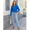 imageHOTOUCH Womens Button Down Shirts Long Sleeve Dress Shirts Casual V Neck Collared Tops Work Office Blouse with PocketBlue