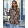 imageHOTOUCH Womens Button Down Shirts Long Sleeve Dress Shirts Casual V Neck Collared Tops Work Office Blouse with PocketEthnic Flower