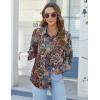 imageHOTOUCH Womens Button Down Shirts Long Sleeve Dress Shirts Casual V Neck Collared Tops Work Office Blouse with PocketEthnic Flower