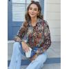 imageHOTOUCH Womens Button Down Shirts Long Sleeve Dress Shirts Casual V Neck Collared Tops Work Office Blouse with PocketEthnic Flower