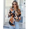 imageHOTOUCH Womens Button Down Shirts Long Sleeve Dress Shirts Casual V Neck Collared Tops Work Office Blouse with PocketFlower Black