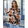 imageHOTOUCH Womens Button Down Shirts Long Sleeve Dress Shirts Casual V Neck Collared Tops Work Office Blouse with PocketFlower Black