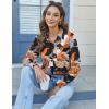 imageHOTOUCH Womens Button Down Shirts Long Sleeve Dress Shirts Casual V Neck Collared Tops Work Office Blouse with PocketFlower Black