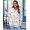 imageHOTOUCH Womens Button Down Shirts Long Sleeve Dress Shirts Casual V Neck Collared Tops Work Office Blouse with PocketFlower White