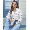 imageHOTOUCH Womens Button Down Shirts Long Sleeve Dress Shirts Casual V Neck Collared Tops Work Office Blouse with PocketFlower White