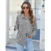 imageHOTOUCH Womens Button Down Shirts Long Sleeve Dress Shirts Casual V Neck Collared Tops Work Office Blouse with PocketGray Floral