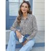 imageHOTOUCH Womens Button Down Shirts Long Sleeve Dress Shirts Casual V Neck Collared Tops Work Office Blouse with PocketGray Floral