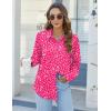 imageHOTOUCH Womens Button Down Shirts Long Sleeve Dress Shirts Casual V Neck Collared Tops Work Office Blouse with PocketHot Pink Floral