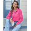 imageHOTOUCH Womens Button Down Shirts Long Sleeve Dress Shirts Casual V Neck Collared Tops Work Office Blouse with PocketHot Pink Floral
