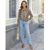 imageHOTOUCH Womens Button Down Shirts Long Sleeve Dress Shirts Casual V Neck Collared Tops Work Office Blouse with PocketLeopard