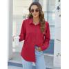 imageHOTOUCH Womens Button Down Shirts Long Sleeve Dress Shirts Casual V Neck Collared Tops Work Office Blouse with PocketRed