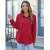 imageHOTOUCH Womens Button Down Shirts Long Sleeve Dress Shirts Casual V Neck Collared Tops Work Office Blouse with PocketRed