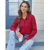 imageHOTOUCH Womens Button Down Shirts Long Sleeve Dress Shirts Casual V Neck Collared Tops Work Office Blouse with PocketRed