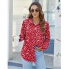 imageHOTOUCH Womens Button Down Shirts Long Sleeve Dress Shirts Casual V Neck Collared Tops Work Office Blouse with PocketRed Floral