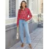 imageHOTOUCH Womens Button Down Shirts Long Sleeve Dress Shirts Casual V Neck Collared Tops Work Office Blouse with PocketRed Floral
