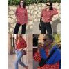 imageHOTOUCH Womens Button Down Shirts Long Sleeve Dress Shirts Casual V Neck Collared Tops Work Office Blouse with PocketRed Floral