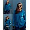 imageHOTOUCH Womens Button Down Shirts Long Sleeve Dress Shirts Casual V Neck Collared Tops Work Office Blouse with PocketTeal Blue Green