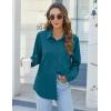 imageHOTOUCH Womens Button Down Shirts Long Sleeve Dress Shirts Casual V Neck Collared Tops Work Office Blouse with PocketTeal Blue Green