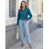 imageHOTOUCH Womens Button Down Shirts Long Sleeve Dress Shirts Casual V Neck Collared Tops Work Office Blouse with PocketTeal Blue Green