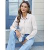imageHOTOUCH Womens Button Down Shirts Long Sleeve Dress Shirts Casual V Neck Collared Tops Work Office Blouse with PocketWhite