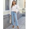 imageHOTOUCH Womens Button Down Shirts Long Sleeve Dress Shirts Casual V Neck Collared Tops Work Office Blouse with PocketWhite