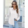imageHOTOUCH Womens Button Down Shirts Long Sleeve Dress Shirts Casual V Neck Collared Tops Work Office Blouse with PocketWhite