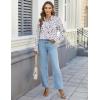 imageHOTOUCH Womens Button Down Shirts Long Sleeve Dress Shirts Casual V Neck Collared Tops Work Office Blouse with PocketWhite Floral