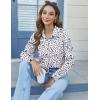 imageHOTOUCH Womens Button Down Shirts Long Sleeve Dress Shirts Casual V Neck Collared Tops Work Office Blouse with PocketWhite Floral