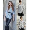 imageHOTOUCH Womens Button Down Shirts Long Sleeve Dress Shirts Casual V Neck Collared Tops Work Office Blouse with PocketWhite Floral